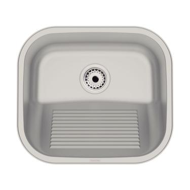 Imagem de Tanque de Lavanderia Hera Compact 19L de Embutir Aço Inox 40x35cm com Esfregador Acetinado Tramontina