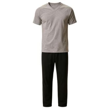 Imagem de Pijama Longo Malwee 1000134277 Masculino Gola V Meia Malha Algodão T. 