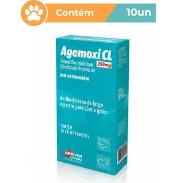 Imagem de Agemoxi CL 250mg Agener Antimicrobiano Cães Gatos 10 Comp