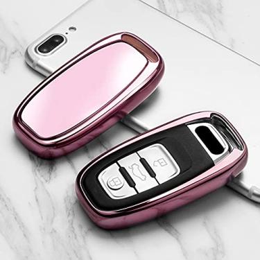 Imagem de YJADHU TPU masculino feminino porta-chaves porta-chaves capa para carro, adequado para Audi A1 A3 A4 A5 A6 A7 A8 Quattro Q3 Q5 Q7 2009-2015, C, rosa