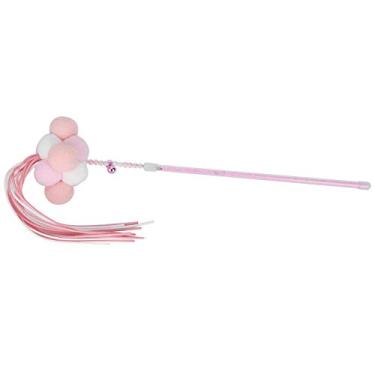 Imagem de Bastão de bola de gato, brinquedo interativo seguro para gatos resistente a morder varinha de gato, brinquedo para gatos e gatos para presente para gato (rosa)