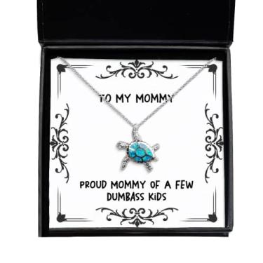 Imagem de SpreadPassion Colar infantil Proud Mommy of A Few Dumbass opala tartaruga presente de mãe da filha, ideia única para a mãe
