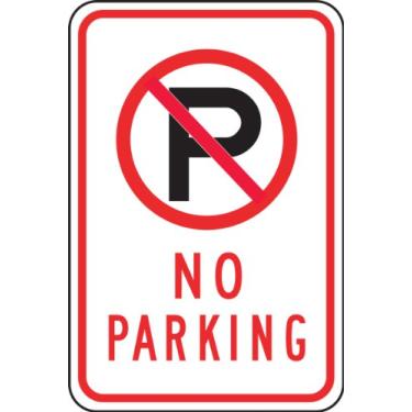 Imagem de Accuform Sinais FRP116RA Placa de estacionamento de alumínio refletiva de nível de engenheiro, Legend No Parking com gráfico, 45,72 cm de comprimento x 30,48 cm de largura x 0,18 cm de espessura, vermelho/preto sobre branco