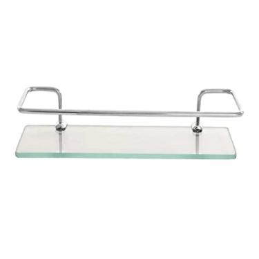 Imagem de Porta Shampoo Reto Aço Inoxidável Com Base De Vidro 6 mm Cor:Incolor