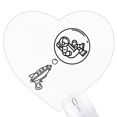 Imagem de Mousepad de coração com bolhas de astronauta balão tapete de borracha para escritório