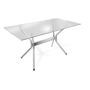 Imagem de Mesa Loire Cromada Com Tampo De Vidro Incolor 1,50m