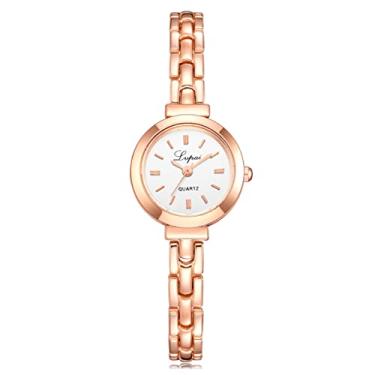 Imagem de Relógio Feminino Dourado Rosé Luxo De Pulso Quartz Analógico