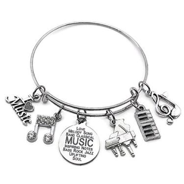 Imagem de Bracelete de piano Kit's Kiss, joia de piano, pulseira de música, pulseira de nota musical, joia de música, pingente de música, pingente de piano, pingente de teclado de piano, presente de amante de música, presente de música, bracelete de piano