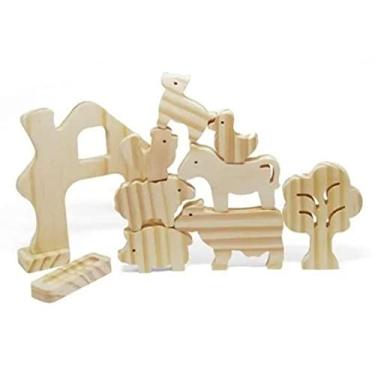 Imagem de Kit Animais da Fazenda em Madeira - 10 peças