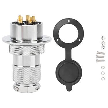 Imagem de Conector de alimentação industrial de tomada de aviação flange redonda para equipamentos de máquina liga de zinco(5 Pin)