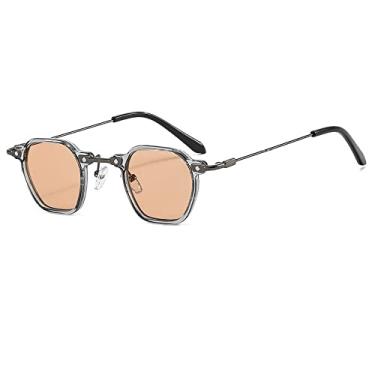 Imagem de Óculos de sol literários retangular metal armação pequena óculos de sol para mulheres retrô clássico streetwear óculos lady cat eye, c4 cinza champanhe, como imagem