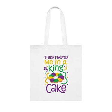 Imagem de They Found Me In A King, sacola de bolo, presente divertido, bolsa de ombro, bolsas reutilizáveis, cesta de Natal de aniversário, ideia de presente, Branco