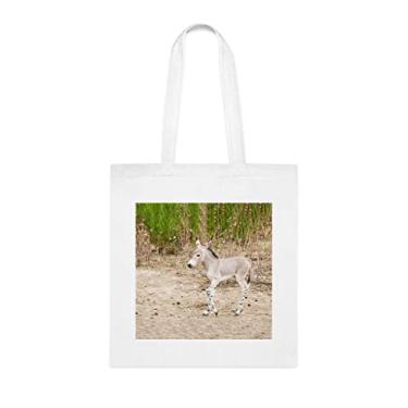 Imagem de Sacola Somali Wild Ass In Nature, presente divertido, bolsa de ombro, bolsas reutilizáveis, ideia de presente de cesta de Natal de aniversário, Branco
