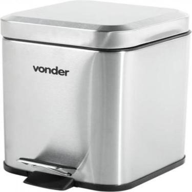 Imagem de Lixeira Retangular 3 Litros Inox Cinza Vonder