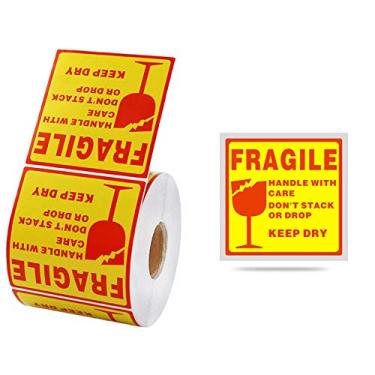 Imagem de Adesivos frágeis 2x3 alça com cuidado obrigado 500 / rolo etiqueta de aviso 1 rolo 2" x 3" alça frágil com adesivos de cuidado etiquetas 90 * 50 mm-1000 peças
