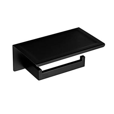 Imagem de Acessórios de banheiro de aço inoxidável preto Barra de toalha Rack de armazenamento Saboneteira de vidro Escova higiênica Suporte de papel Prateleira Gancho de roupão, Suporte de papel B