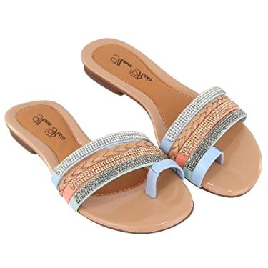 Imagem de Sandália Rasteirinha Feminina Strass Diamante Confort