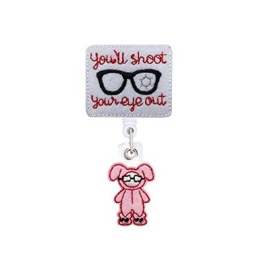 Imagem de A Christmas Story You'll Shoot Your Eye Out Badge Molinete retrátil para cartão de nome com clipe de jacaré, cordão de puxar de 61 cm de espessura