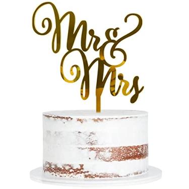 Imagem de Qertesl Acrylic Mr & Mrs Cake Topper ,Bride and Groom Cake Topper, Wedding or Anniversary party Cake Topper.