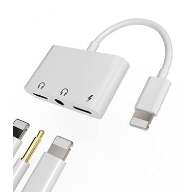 Imagem de Adaptador de conector de fone de ouvido Lightning para tipo C/3,5 mm, áudio auxiliar 3 em 1 e dongle de carregador para 13/12/11/XS/XR/X 8/7, suporta controle de fio