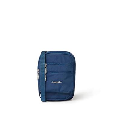 Imagem de Baggallini Bolsa tiracolo feminina Journey 22 x 15 cm, pequena, leve, de nylon, com zíper, bolsa de viagem para telefone e passaporte com RFID, Pacífico, One Size