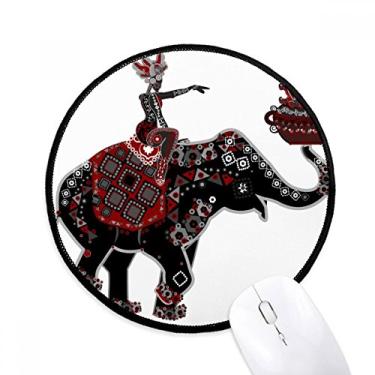 Imagem de DIYthinker Elefante Performance China Minority Dressing Totem Mouse Pad Desktop Office Tapete Redondo para Computador