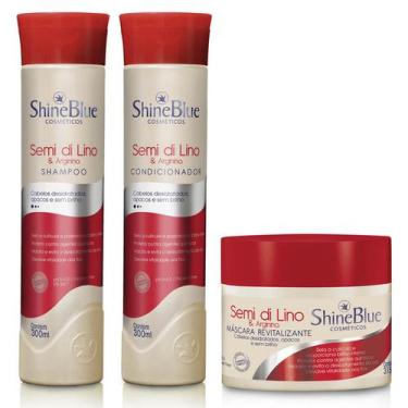 Imagem de Kit Semi Di Lino Shine Blue Shampoo Condicionador Máscara