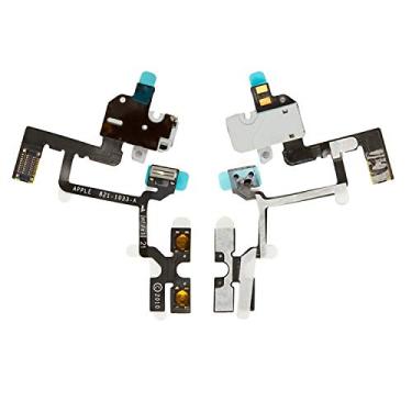 Imagem de Peças de reparo de cabo flexível compatíveis com iPhone 4, (botão de som, conector de fone de ouvido, branco, com componentes)