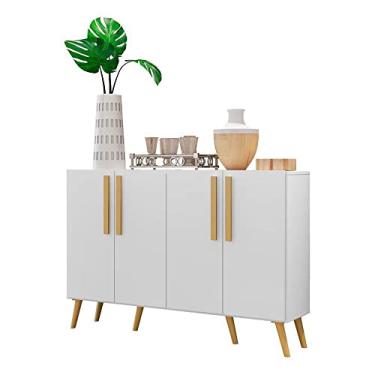 Imagem de Aparador Buffet 4 Portas com Pés Retrô Viena Multimóveis Branco/natural