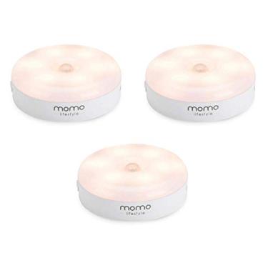 Imagem de Momo Lifestyle Luminária LED com Sensor de Presença, Luz Noturna, Luzinha, Recarregável USB Sem Fio, 0,5W 2 Modos Branco Quente e Branco Frio (3 Unidades)