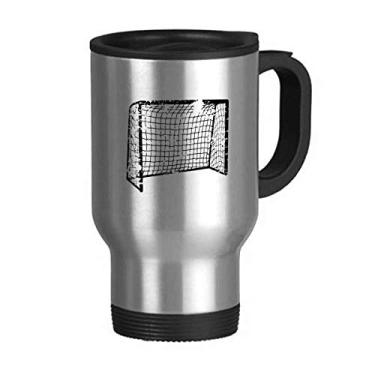 Imagem de Caneca de viagem preta com padrão de rede de futebol americano tampa flip copo de carro copo térmico