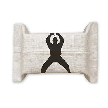 Imagem de China Chinesa Shaolin Kung Fu Culture Suporte de capa de papel para lenços faciais Bolsa de linho de algodão