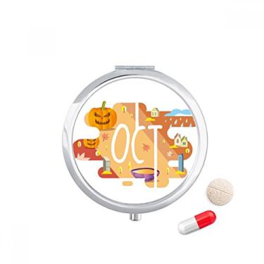 Imagem de Caixa de armazenamento de medicamentos com ilustração da estação do mês de outubro