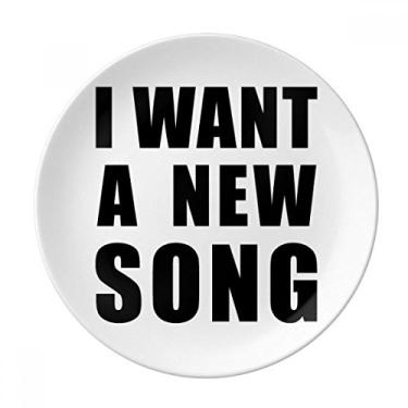 Imagem de Prato decorativo de porcelana Salver Prato de jantar I Want A New Song Plate