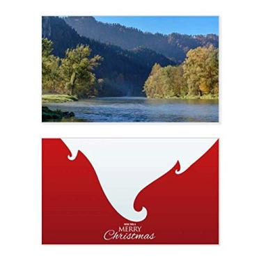 Imagem de River Mountain Hill Forest Reflection Water Holiday Merry Christmas Congrats Card Christmas Letter Message