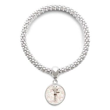 Imagem de DIYthinker Pulseira de prata colorida com pingente de cabeça de animal de veado com efeito artístico e pingente de corrente ajustável