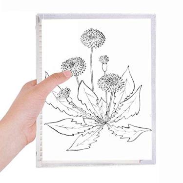 Imagem de Caderno de flores brancas e pretas de dente-de-leão com folhas soltas para diário recarregável