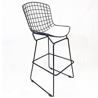 Imagem de Banqueta BERTÓIA preta assento branco altura 70cm - Poltronas do Sul