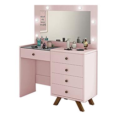 Imagem de Penteadeira Decorativa 4 Gavetas e Porta Jóias com Tampo de Vidro Diana Rose - Gran Belo