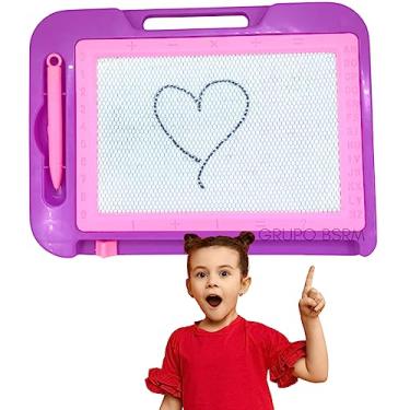 Imagem de Lousinha Magica Tablet Lousa Infantil Pequena Escrever Desenhar Digital Desenhos Com Caneta Quadro 25 x 18 cm (Roxo)