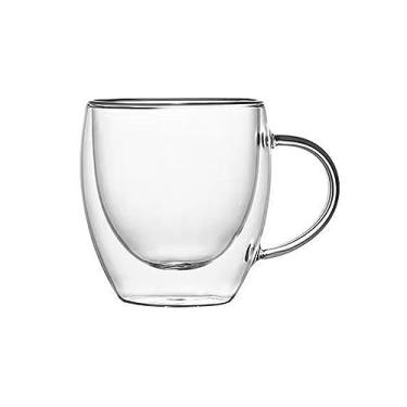 Imagem de SALFEE 250 ml Copo de água de vidro com alça de cinto de vidro de camada dupla copo de chá transparente