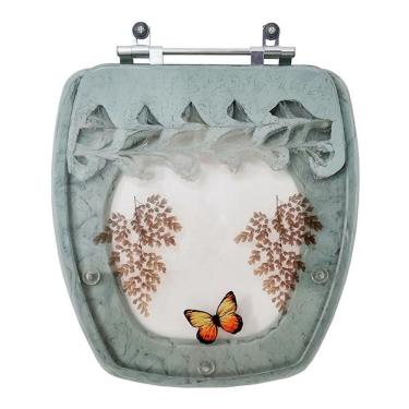 Imagem de Assento Sanitário Thema Verde Claro Decorado Borboleta Para Incepa