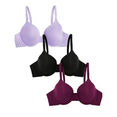 Imagem de Fruit of the Loom Sutiã camiseta feminina, Whisper lilás/veludo roxo/preto, 38D