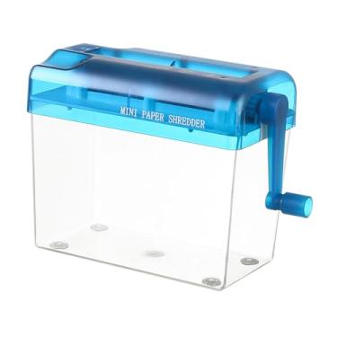 Imagem de YIJU Triturador de papel manual mini triturador de papel escritório e material de ensino notas portátil prático a4 triturador manual de papel, azul
