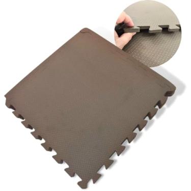 Imagem de Kit 12 Tapete EVA Infantil MARROM Tatame p/Bebe Criança Placa de 50x50cm 10mm Área de 3m² Brinquedoteca Atividades