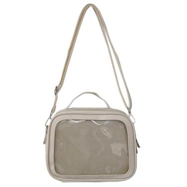 Imagem de Bolsa transversal transparente moderna com interior espaçoso bolsa de ombro feminina estilo japonês, Marfim
