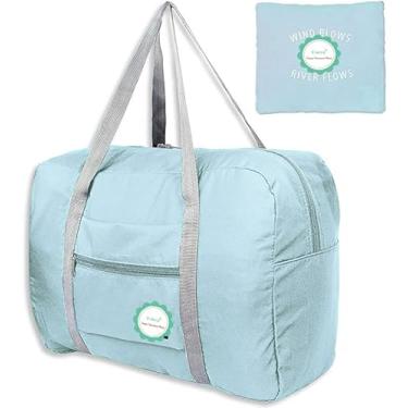 Imagem de Bolsa esportiva Unova para viagem, leve e dobrável, de nylon, resistente à água, para ginástica, com gancho na bagagem, B-Light Blue, One_Size