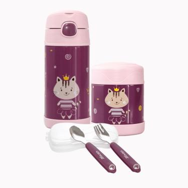 Imagem de Kit Alimentação Garrafa Pote Térmico e Talher Clingo