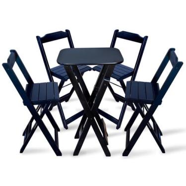 Imagem de Jogo Dobravel Bistro Com 4 Cadeiras Para Area De Lazer - Preto - Tarim
