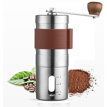 Imagem de Moedor de café manual com rebarba cônica de cerâmica, moedor de café de manivela de aço inoxidável para gotejamento de café, expresso, prensa francesa, cerveja turca, mini portátil para viagem,